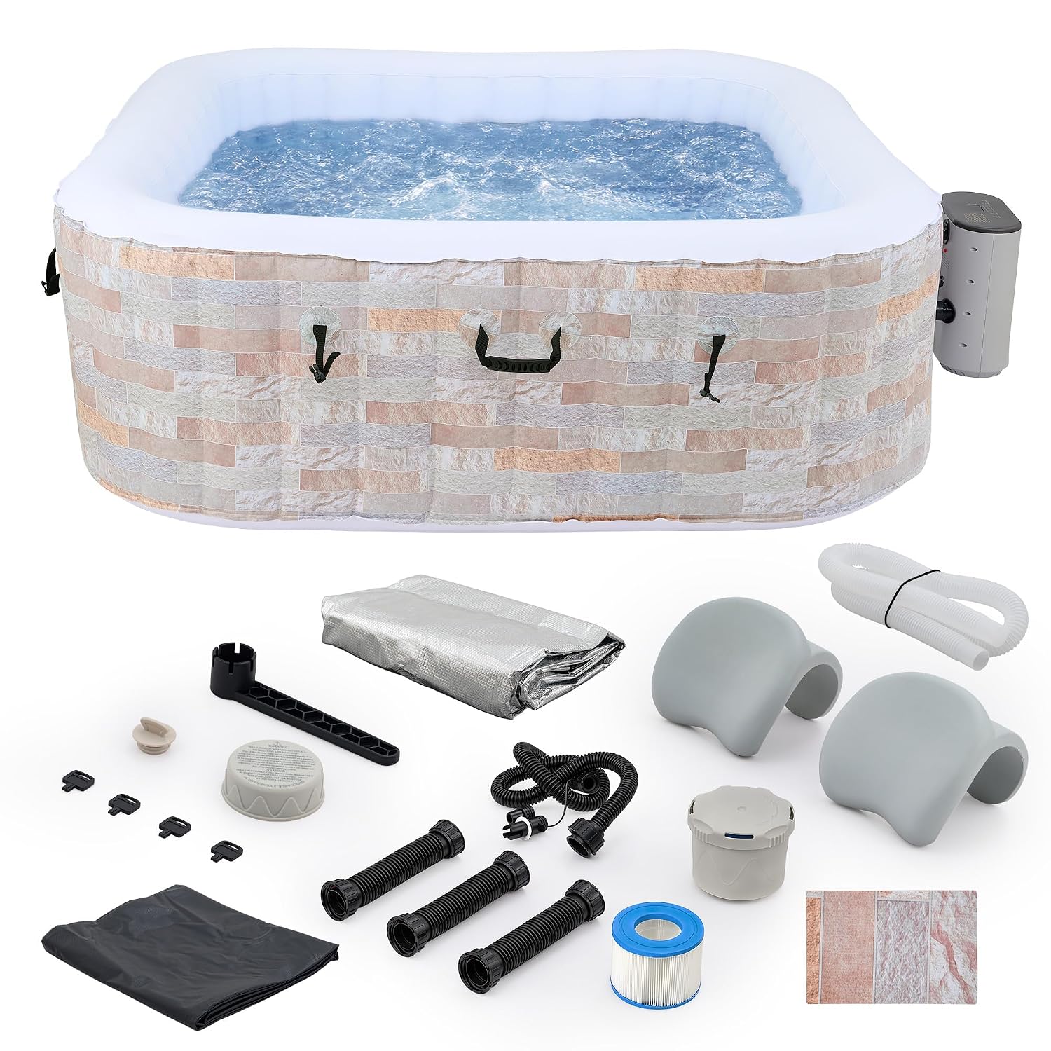 Outdoor Power For Hot Tub - Opblaasbaar bubbelbad van 6,5ft, 6-persoons buitenbad,