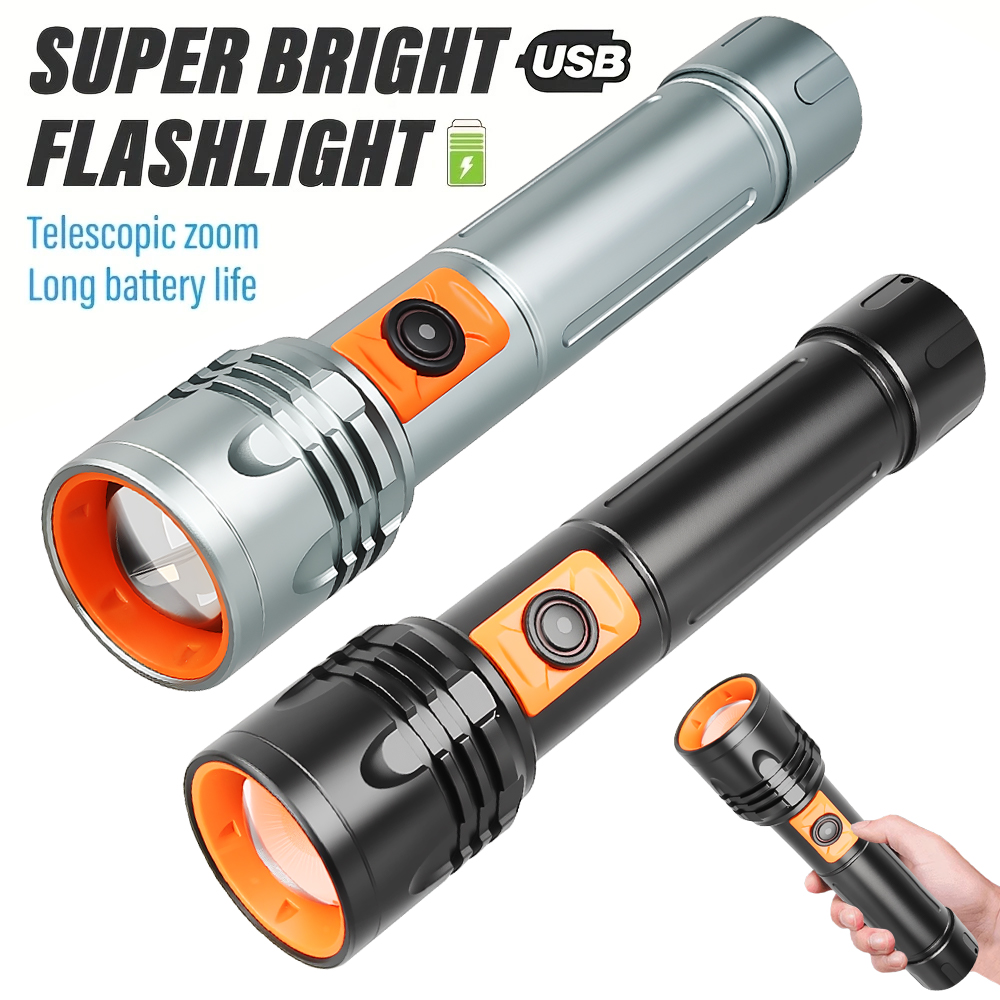 Outdoor Power Usb - Krachtige LED-zaklamp Oplaadbare USB-zaklamp met telescopische