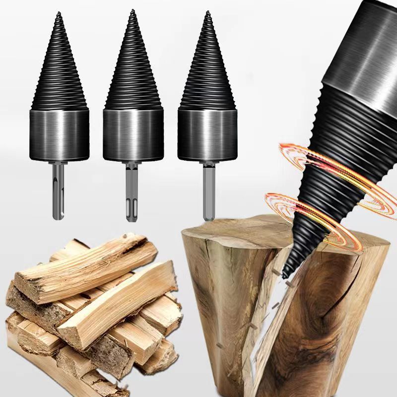 Log Splitter Electric - Houtboor Brandhout Splitter Rond/Zeskant/Vierkante Schacht Set