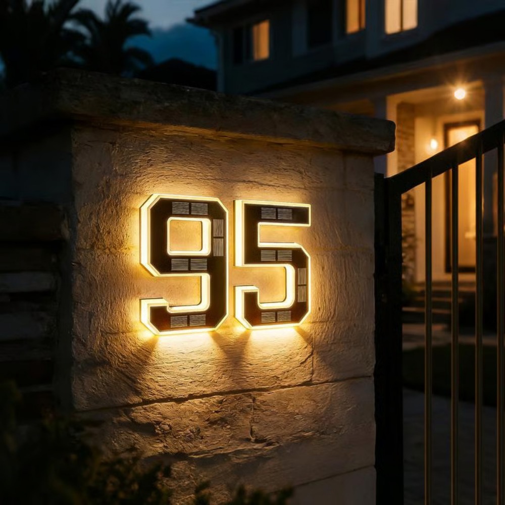 Outdoor Power Outlet Solar - Nieuw zonne-adresbord LED-huisnummerlicht Waterdicht verlicht deurnummerbord