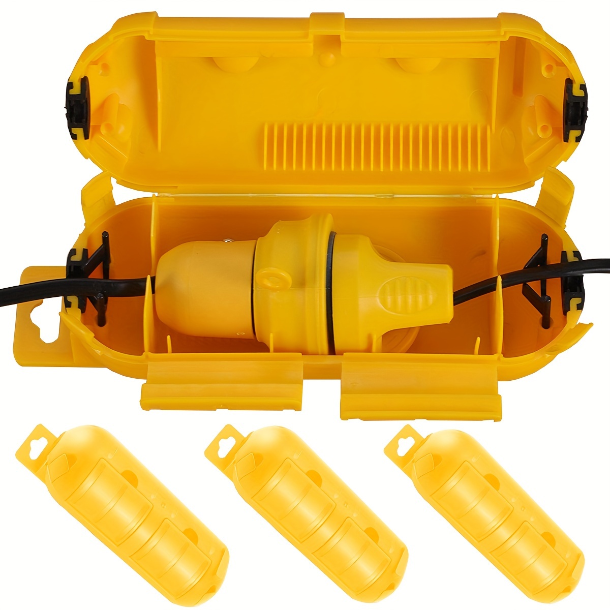 Outdoor Power Extension - Verlengsnoer met gele veiligheidsafdekking en waterdichte