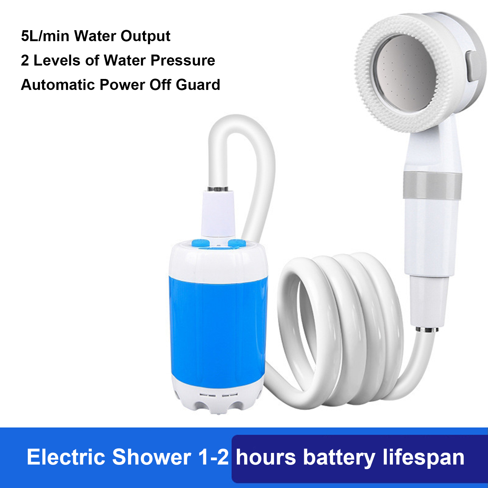 Outdoor Power 'Hose' - Draagbare buitendouche op batterijen, handdouche voor
