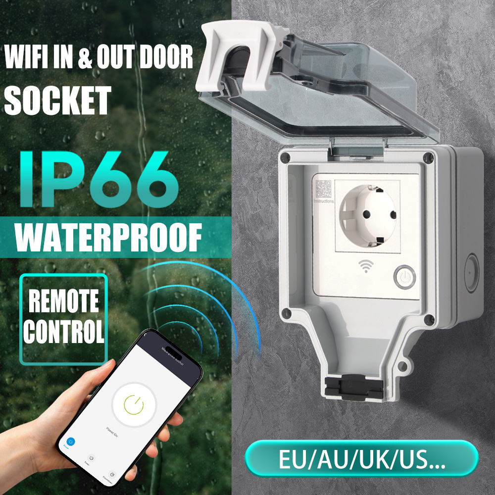 Outdoor Power Outlet Wifi - Slimme buitenstopcontact IP66 waterdicht 16A 250V