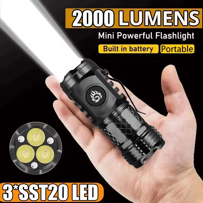 Outdoor Power Usb - Hoge Sterke Tactische Zaklamp 3LED Mini