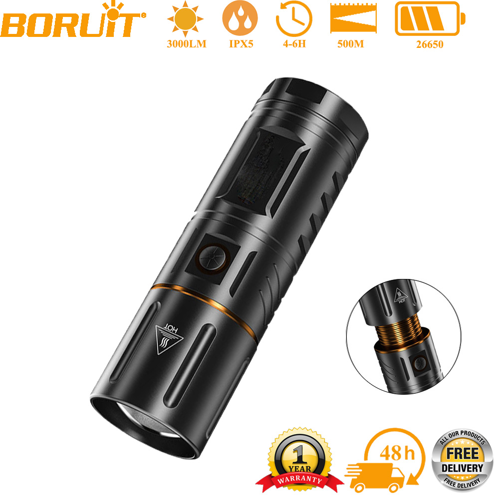 Outdoor Power Usb - BORUiT Ultra Bright 3000LM LED-zaklamp 26650
