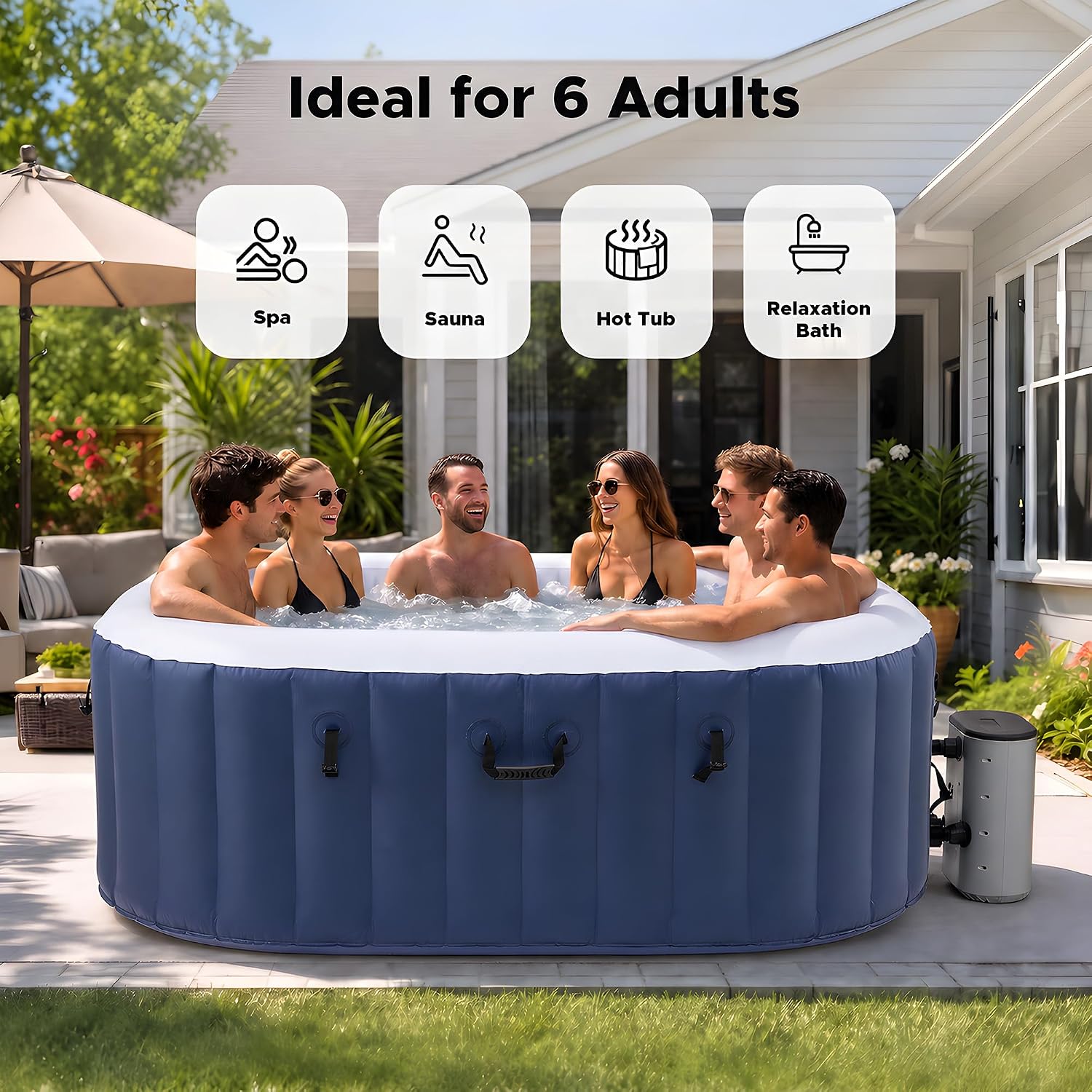 6,5ft Opblaasbaar Hot Tub, 6-P - Outdoor Power For Hot Tub recensie en prijs