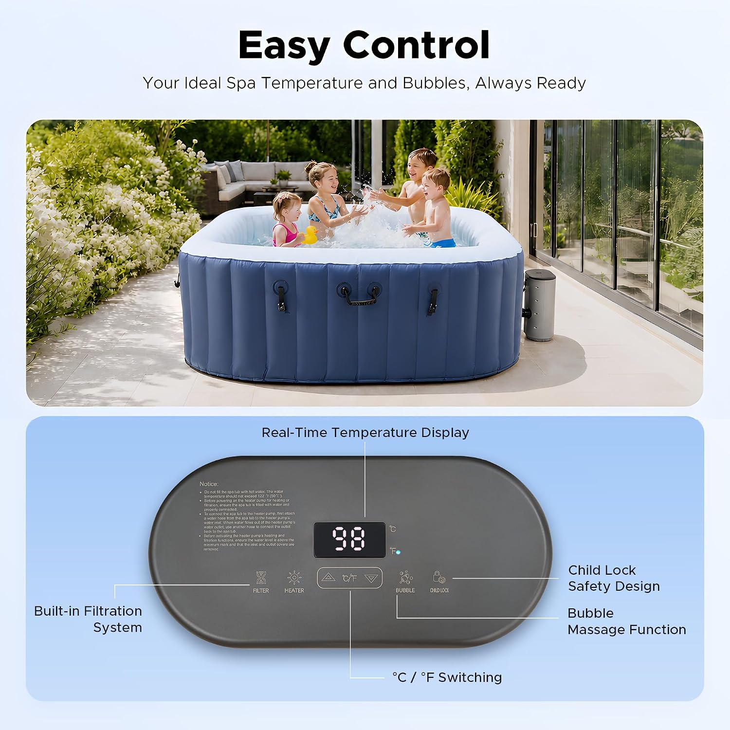 6,5ft Opblaasbaar Hot Tub, 6-P - Outdoor Power For Hot Tub recensie en prijs