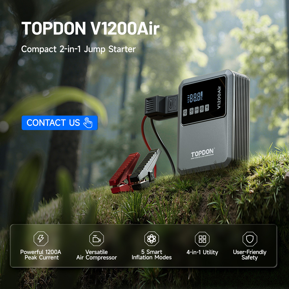 TOPDON V1200 Air 12V Starthulp - Air Compressor Portable recensie en prijs