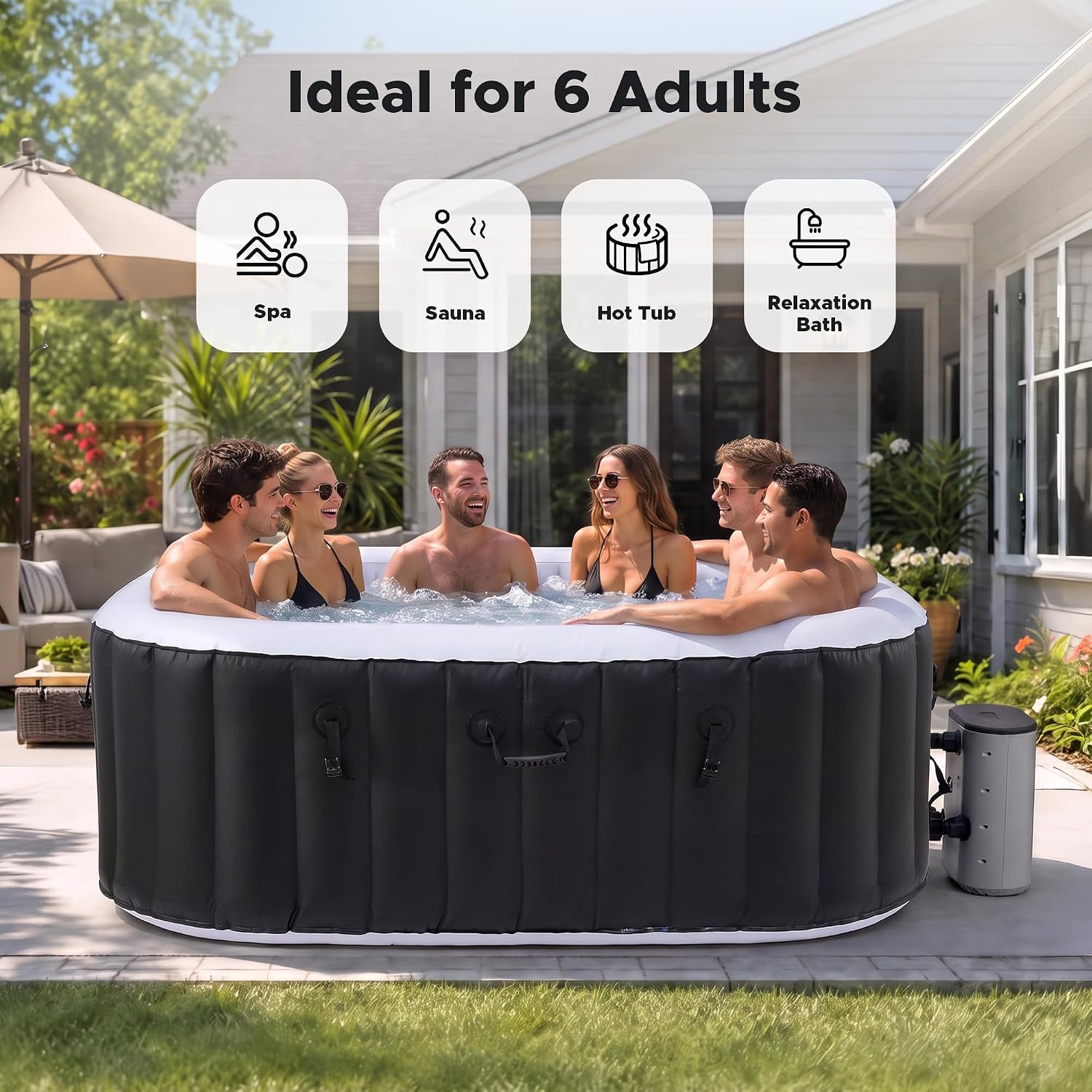6,5ft Opblaasbaar Hot Tub, 6-P - Outdoor Power For Hot Tub recensie en prijs