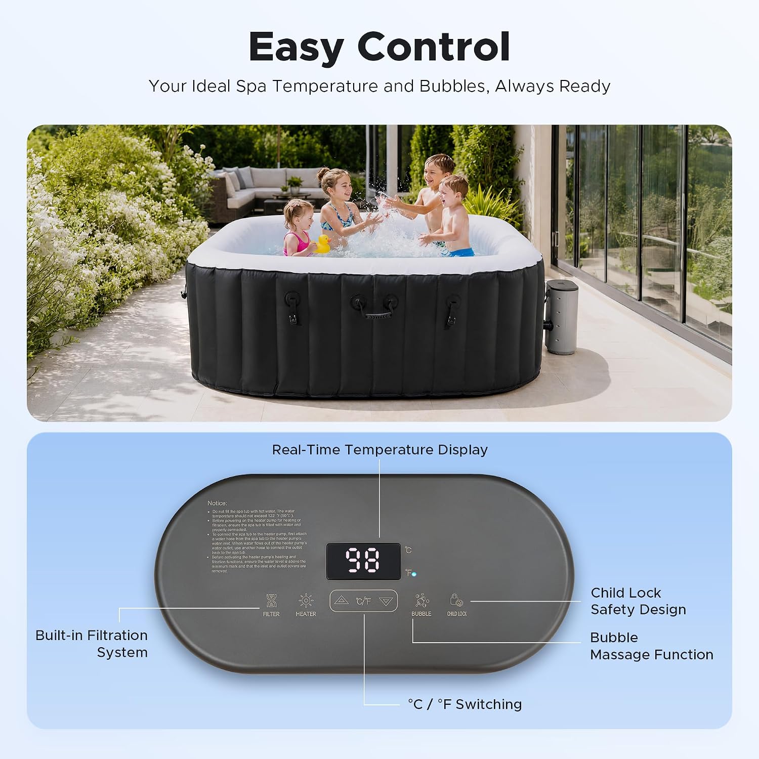 6,5ft Opblaasbaar Hot Tub, 6-P - Outdoor Power For Hot Tub recensie en prijs